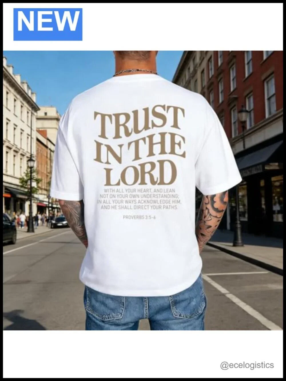 Christian Jesus Faith Bible Verse Oversized Graphic Cotton Tee Men